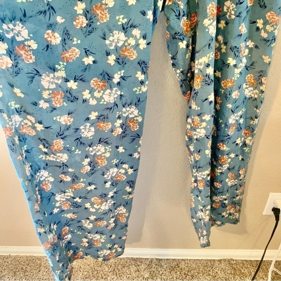 BOG Collective Jumpsuit Small Sleeveless Ocean Blue Boho Floral Cotton - Picture 4 of 16